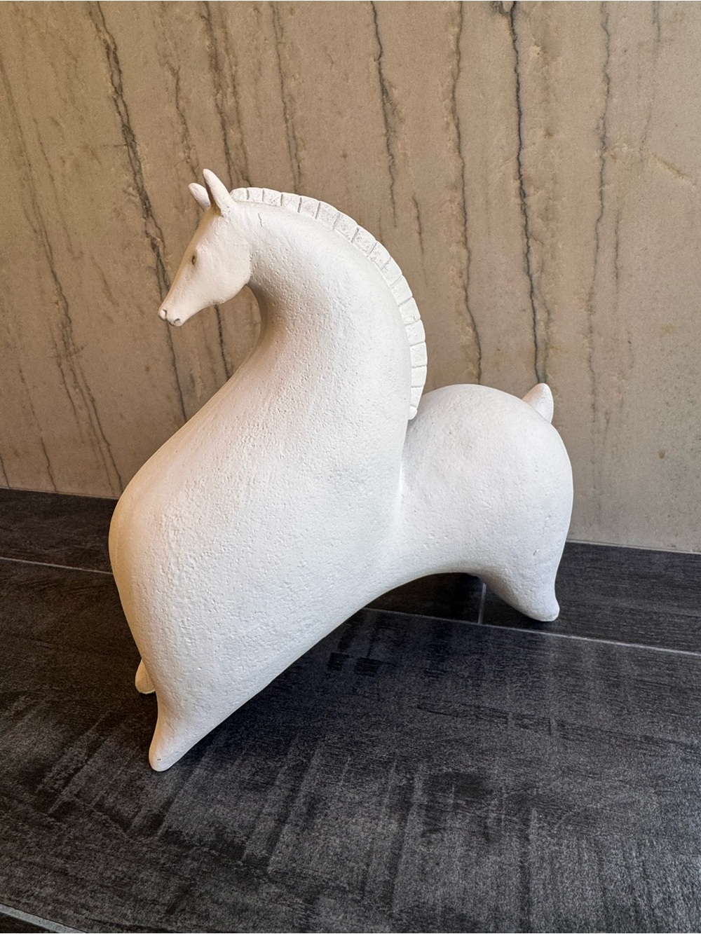 White Decorative Horse Sculpture - Minimalist Home Art